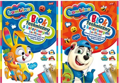 Zdjęcie produktu dla Blok techniczny A4 kolorowy 10k Bambino MAJEWSKI p10, mix cena za 1 szt