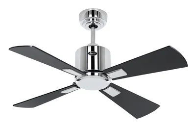 Produktbild von Energiespar Deckenventilator Eco Neo III 92 cm Chrom glänzend Flügel Schwarz / Teak mit Fernbedienung