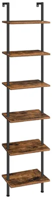 Produktbild von TRANKIELO® - DIY-Leiterregal, 6 Etagen - schmales Bücherregal, Ausstellungsregal, Aufbewahrungsregal, Pflanzenständer - Vintage-Braun