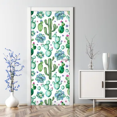 Produktbild von Dekorative Abnehmbarer Wandsticker Türtapete selbstklebend Klebefolie Grüne Palmblätter 70 x 200 cm
