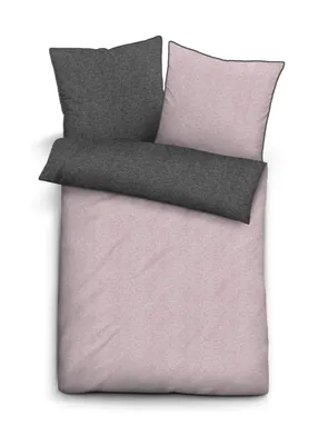 Produktbild von Biberna Melange Flanell-Wendebettwäsche, Größe 1x 135x200 cm + 1x 80x80 cm, brombeer