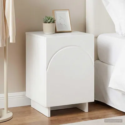 Image de vidaXL Table de chevet blanche, 33,5 x 34,5 x 50 cm, en panneaux de particules