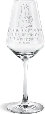 Produktbild von Mr. & Mrs. Panda Weinglas Pinguin Buch - Transparent - Geschenk, Weißwein Glas, Urlaub, Für, Lesen, wein, Weißweinkelch