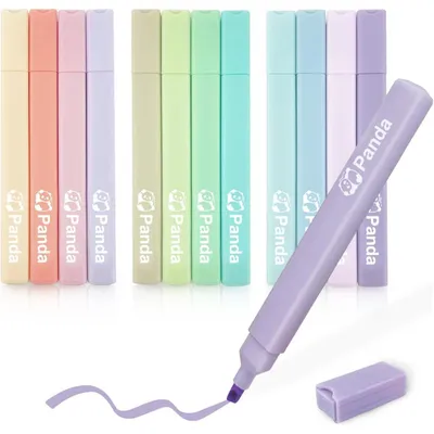 Productafbeelding van Pastelkleurige tekstmarkeerset, 12 stuks, geen doorbloeding, snelle droging, geschikt voor Bijbels, met fijne punt (1-4 mm)
