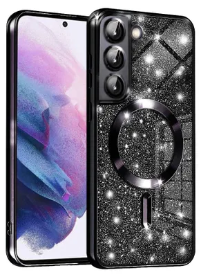 Produktbild von Techsuit Luxury Glitter Back Cover Hülle mit MagSafe für Samsung Galaxy S22 - Schwarz