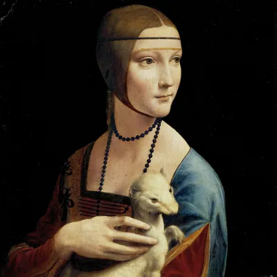 Obrázok produktu pre Leonardo da Vinci umenie tlač obrazu - Dáma s Erminom, asi 1490 (100 x 100 cm)