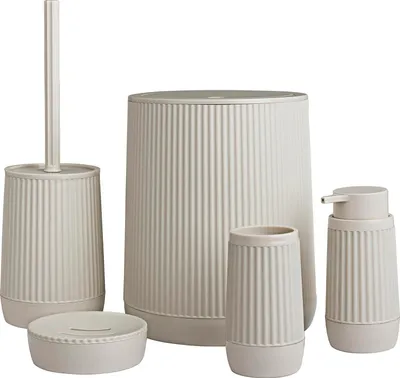 Immagine prodotto di OKYANUS | Set da bagno - Nida - 5 pezzi - Beige - Design moderno - Materiali di alta qualità