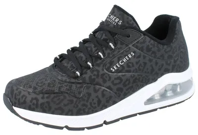 Produktbild von SKECHERS Damen Sneaker schwarz grau Leopardprint Textil - Größe: 37