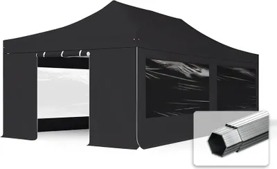 Produktbild von TOOLPORT 4x8m Aluminium Faltpavillon, inkl. 4 Seitenteile, schwarz