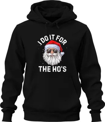Produktbild von I Do It For The Ho's Weihnachtsmann lustig Geschenk Retro Uni Hoodie Kapuzenpullover, Schwarz, 3XL