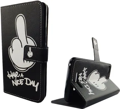 Produktbild von Handyhülle Tasche für Handy Wiko Jerry Have A Nice Day Schwarz