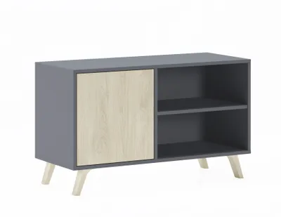 Produktbild von TV-Schränke für Wohnzimmer, Modell Wind, Grau und Eiche farbe, 95x40x57cm
