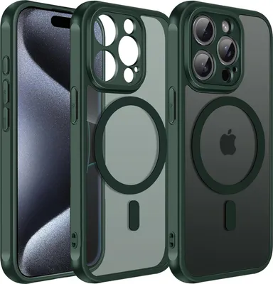 Immagine prodotto di Custodia magnetica per iPhone 15 Pro Custodia protettiva Magsafe Telaio in TPU antiurto forte anello magnetico, verde