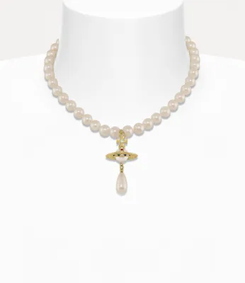 Produktbild von Vivienne Westwood One Row Pearl Drop Choker – Gold/Perlen/Multi