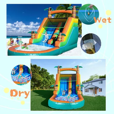 Imagen del producto de Tobogán acuático inflable de 6,4 metros - parque de juegos gigante - PVC duradero - accesorio para piscina