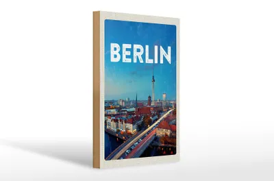 Produktbild von Holzschild Reise 20x30cm Berlin Deutschland Fernseherturm