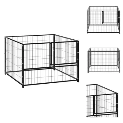 Produktbild von vidaXL Hundezwinger Schwarz 100x100x70 cm Stahl -  Hundezwinger & -ausläufe