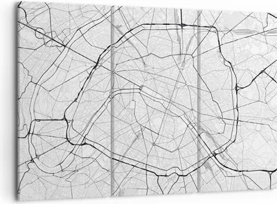 Produktbild von Bild auf Leinwand - Leinwandbild - 3 Teile - Stadt Karte Paris - 105x70cm - Wand Bild - Wanddeko - Wandbilder - Leinwanddruck - Bilder - Wanddekoration - Leinwand bilder - Wandbild - CE105x70-4868