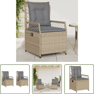 Produktbild von The Living Store Gartensessel 2 Stk. Verstellbar Beige Poly Rattan