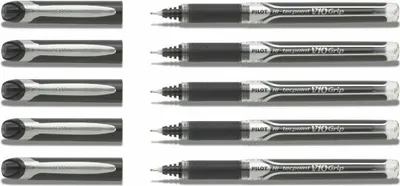 Produktbild von Pilot Hi-Tecpoint V10 Grip Tintenroller schwarz - 5er-Set