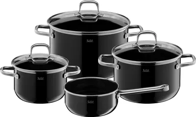 Produktbild von Silit Elegance Line Topfset Induktion, 4-teilig, Silargan Funktionskeramik, Töpfe Glasdeckel, Induktionstöpfe, backofengeeignet
