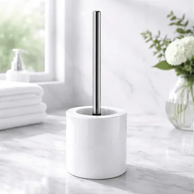 Produktbild von WC Garnitur Keramik Toilettenbürsten Klobürsten Set Bad Zubehör Freistehend Weiß