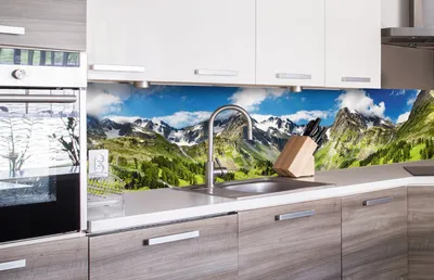 Produktbild von Küchenrückwand Folie selbstklebend GEBIRGE 260 x 60 cm - Klebefolie - Dekofolie - Spritzschutz für Küche -