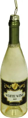 Produktbild von Christbaumschmuck Glas 14cm Weißwein Flasche Figur Grün