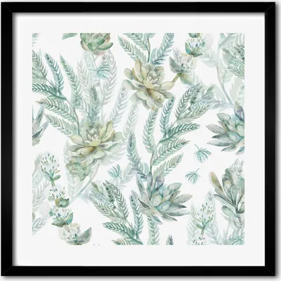 Produktbild von Bild - 50 cm x 50 cm - MDF - Rahmen, Wandkunst - Blumen und Blätter