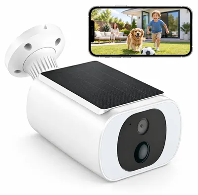 Productafbeelding van Zonnepaneel, 2K+ 4MP zonne-energie/batterij bewakingscamera voor buiten met PIR-bewegingsdetectie, draadloze camera voor buiten met zonnepaneel
