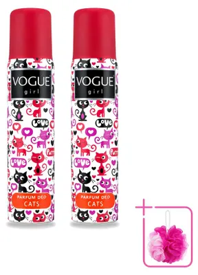 Productafbeelding van 2 x Vogue Girl Cats Deodorant - Witte chocolade en jasmijn - 100 ml - Voordelige verpakking - 2 stuks