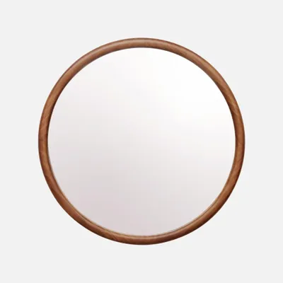 Produktbild von sweeek - Runder Spiegel aus Kiefernholz Ø60cm - Nussbaumfarben