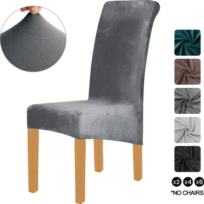 Produktbild von XL Velvet Stretch Esszimmerstuhl Hussen - Elasthan Plüsch Stuhlhussen Solide Großes Esszimmer Stuhl Protector Home Décor