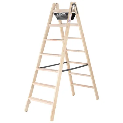 Produktbild von MUNK Stehleiter Holz 33814 beidseitig 2x7Stufen