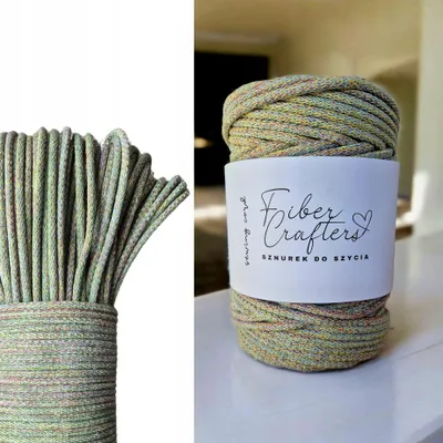 Produktbild von Fiber Crafters 6mm Baumwollschnur 100m Geflochten Mehrfarbig