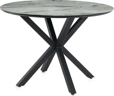 Produktbild von Esstisch ONTARIO rund, Marmoroptik & Metall, grau-schwarz, 110 cm breit, 77 cm hoch