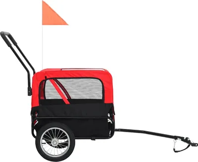 Produktbild von vidaXL 2-in-1 Fahrradanhänger für Hunde und Buggy Rot und Schwarz
