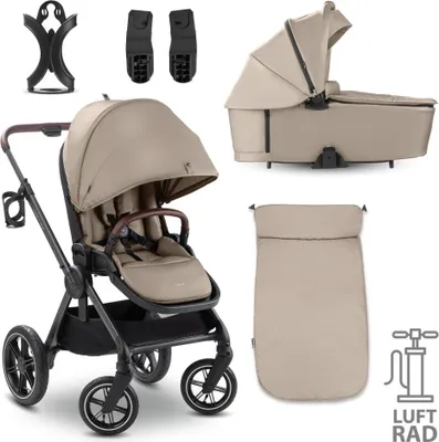 Produktbild von Hauck Comfort N Care Air Set, Betthimmel, Reisesystem-Babywagen, Unisex, Aufblasbare Räder, Faltbar, Mokka