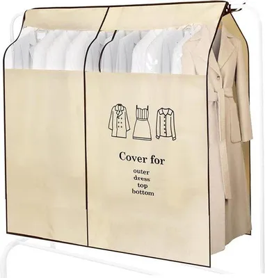 Produktbild von Kleidungshüllen - Schutz und Organisation - Transparentes Fenster - 90 x 100 cm - Beige