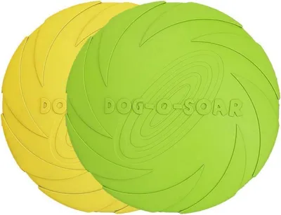 Produktbild von Hundefrisbee 2 Stück 18cm aus Natürlichem Kautschuk für Land und Wasser Grün Gelb