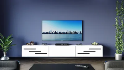 Tv Schrank 265 cm Weiß Matt mit Scwarze Kurze Zierleiste