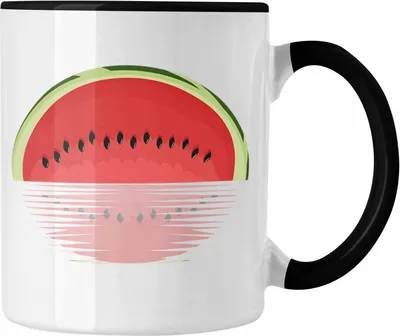 Produktbild von Trendation - Melone Grafik Tasse Geschenk Sommer Geschenkidee Melonen-Liebhaber See Spiegel (Schwarz)