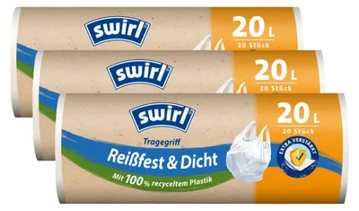 Produktbild von 3x Swirl Tragegriff Müllbeutel 20L ( 20 stk./Rolle )