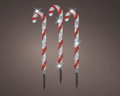 Produktbild von Weihnachtsdeko, 3 leuchtende Zuckerstangen 61 cm