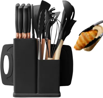 Produktbild von 19-teiliges Silikon-Küchenutensilien-Set, hitzebeständig, mit Aufbewahrungsständer