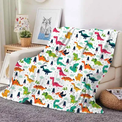 Produktbild von Kinder Kuscheldecke Dino, flanell Fleece, 130 x 150 cm, für Kinder