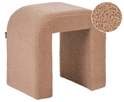 Obrázek produktu pro BELIANI Taburet světle hnědý buklé čalouněný ve tvaru U moderní design doplněk obývací pokoj