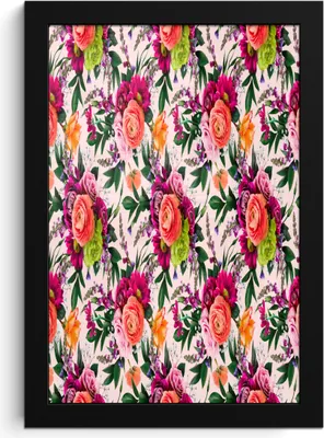 Produktbild von MuchoWow® MuchoWow® Gerahmtes Poster Blumen - Muster - Farben 20x30 cm - Poster mit zchwarzem Bilderrahmen - Drucken - Bilder Poster im Rahmen