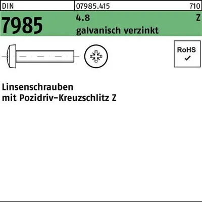 Produktbild von Reyher  Linsenschrauben DIN 7985 4.8 M 4x30 -Z vz (1000 Stück)