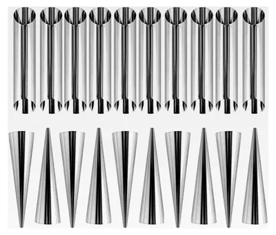 Produktbild von 20 Stück Cannoli Schillerlockenform, Edelstahl Cannoli Röhrchen Set gerade Röhrchen für Hörnchen und Schaumrollen